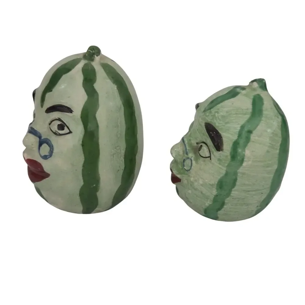 Vintage PY Miyao Japan Watermelon Salt Pepper Shakers Anthropomorphic MCM Kitsch